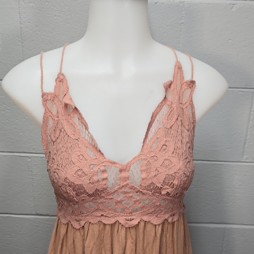 Elegant Pink Free People Lace Dress - Picture 3 of 10